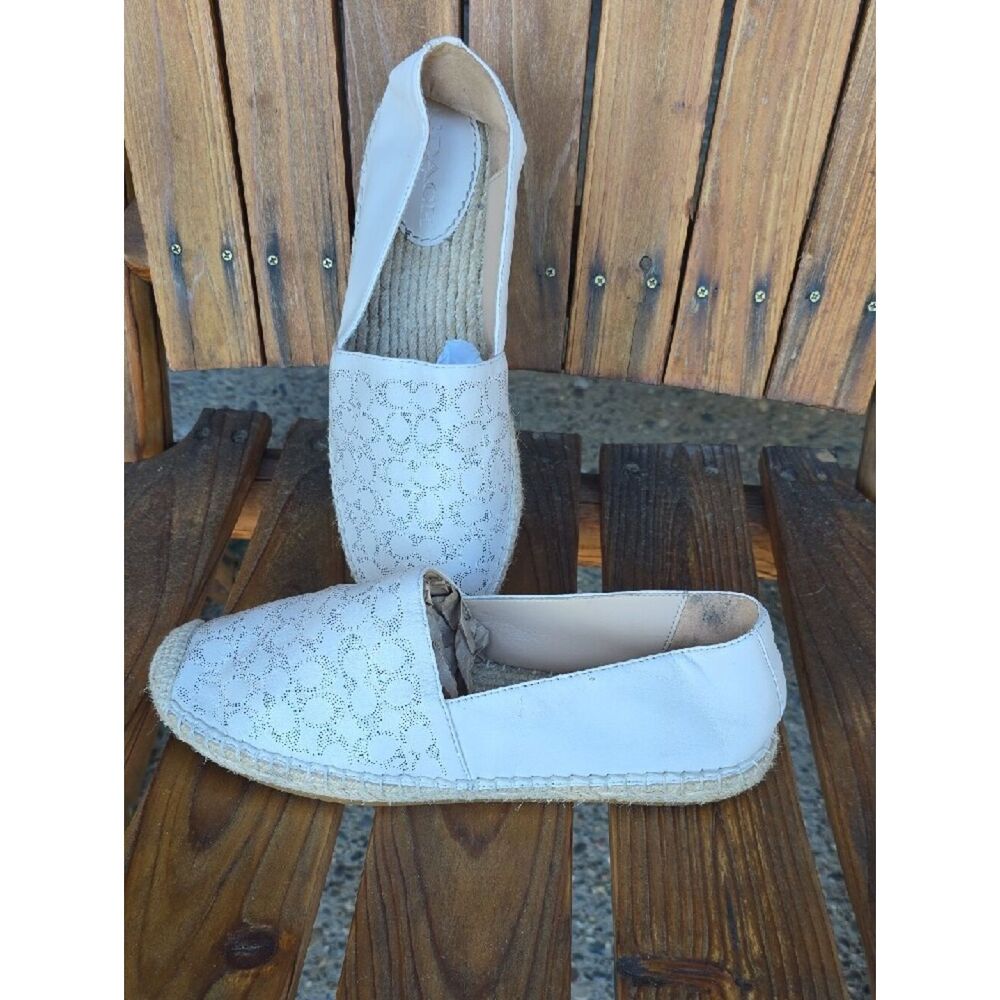 Coach Cream Logo Espadrille Slip-On Flats Size 9 - Picture 3 of 11